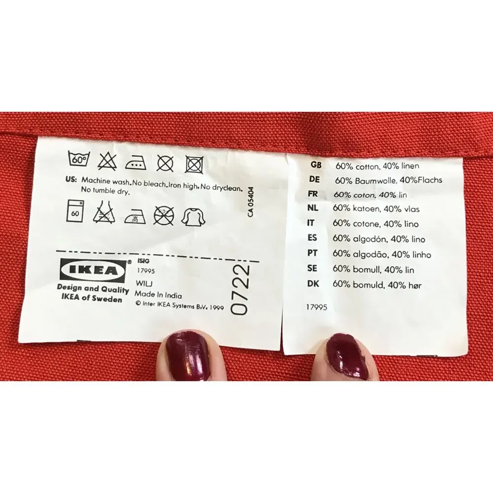 IKEA Isig Red Christmas Snowflake Winter Holiday Linen Cotton Table Runner 54